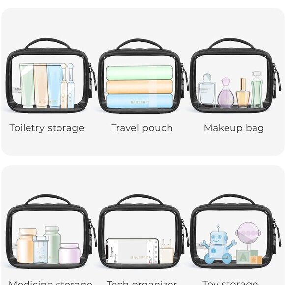 Clear TSA-Approved Toiletry Bag, Puffy Edges Travel Makeup Bag, Large Opening wi - Picture 5 of 6